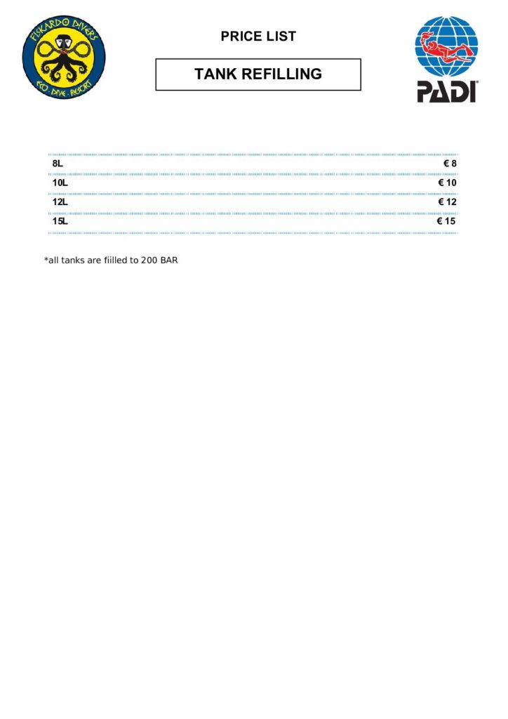 PRICE LIST 2025 TANKS